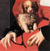 BRONZINO, Agnolo Portrait of a Lady with a Puppy (detail) fg USA oil painting reproduction